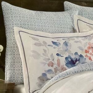 April Showers Cotton European Pillow Shams (2) Blue/White 26X26